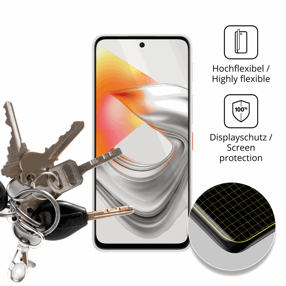 dipos Displayschutz für Nubia S2 Lite, transparente Oberfläche, geringe Dicke und perfekte Passform