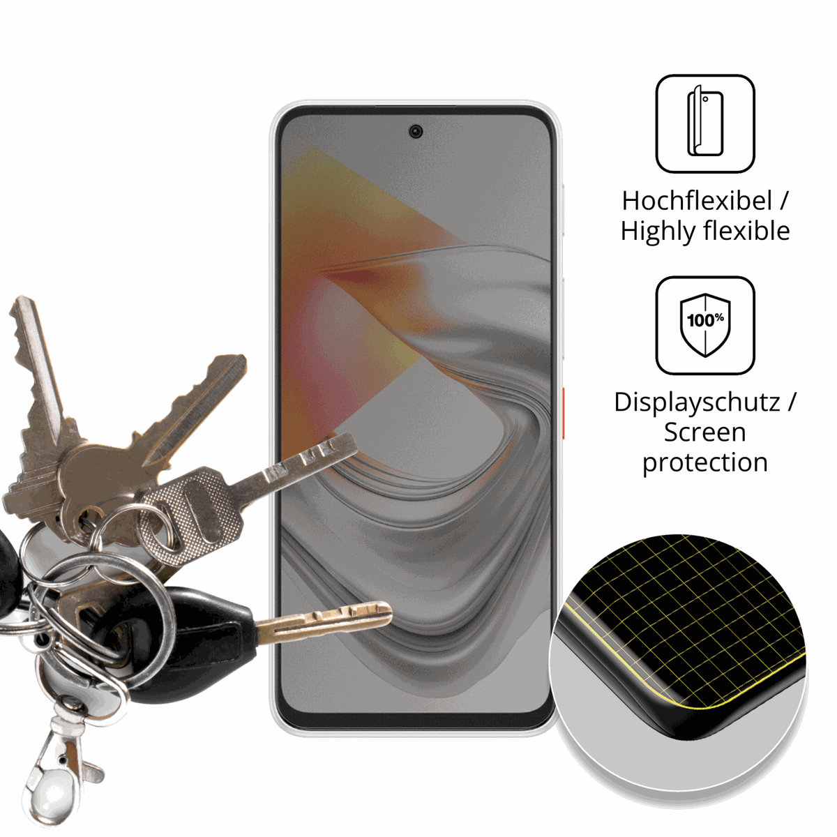 dipos Displayschutz für Nubia S2R, mit Blickschutzfilter und perfekter Passform auch für die Rundungen