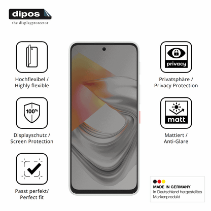 Flexible TPU-Folie passend zugeschnitten für Nubia S2, mit Privatsphäre-Schutz durch Sichtschutz-Folie