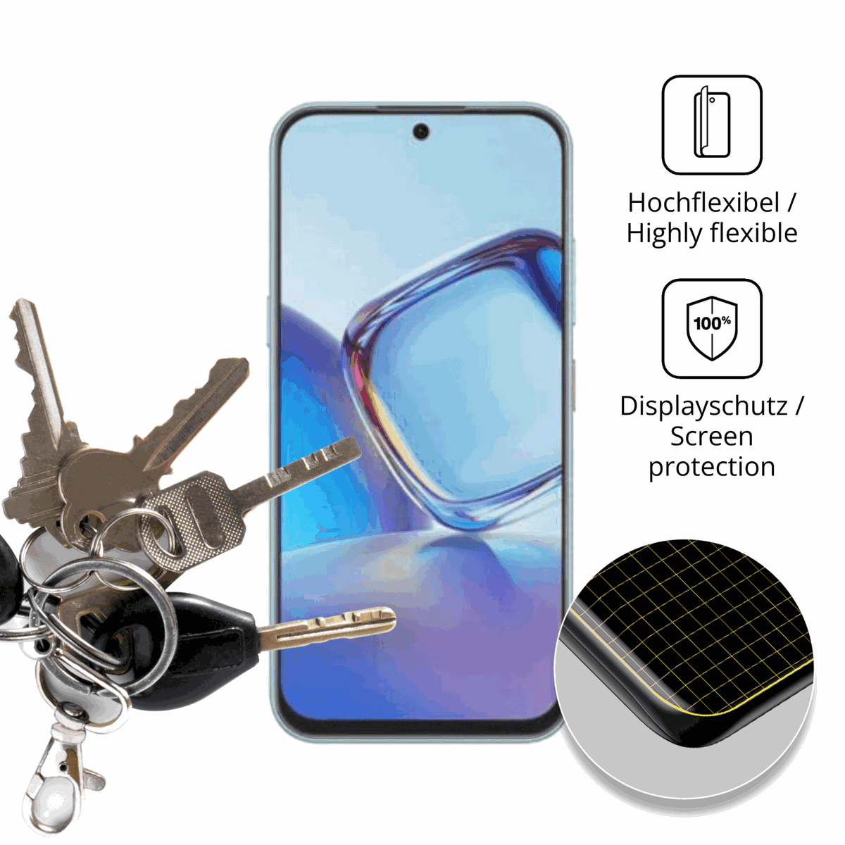 dipos Displayschutz für nubiav80 design, transparente Oberfläche, perfekte Passform auch für die Rundungen