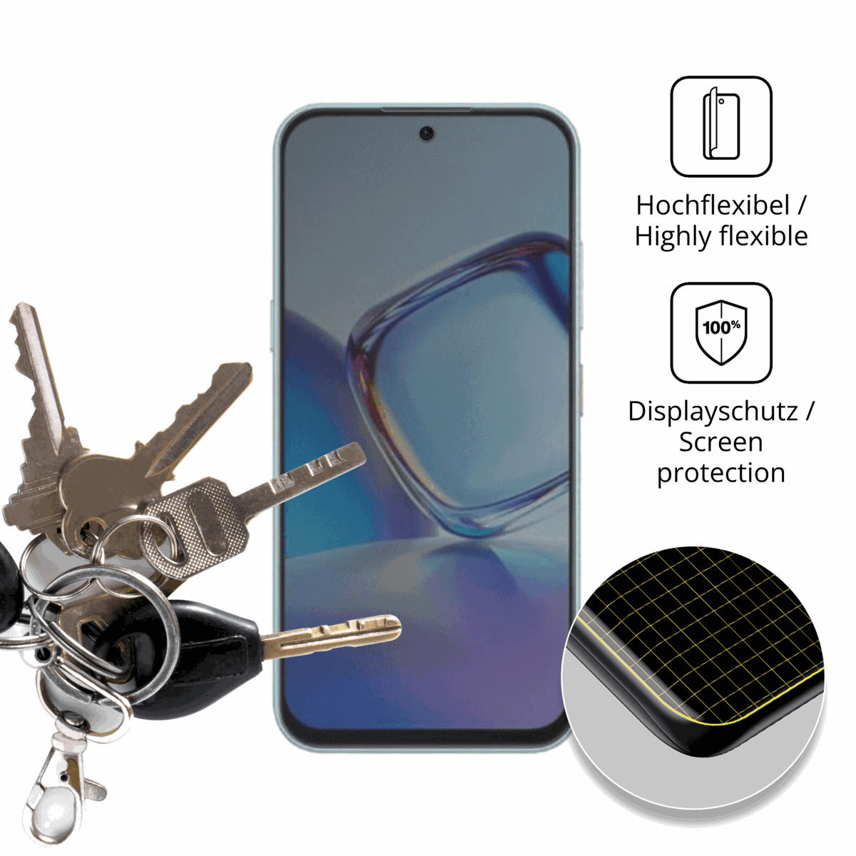 dipos Displayschutz für nubiav80 design, mit Blickschutzfilter und perfekter Passform auch für die Rundungen