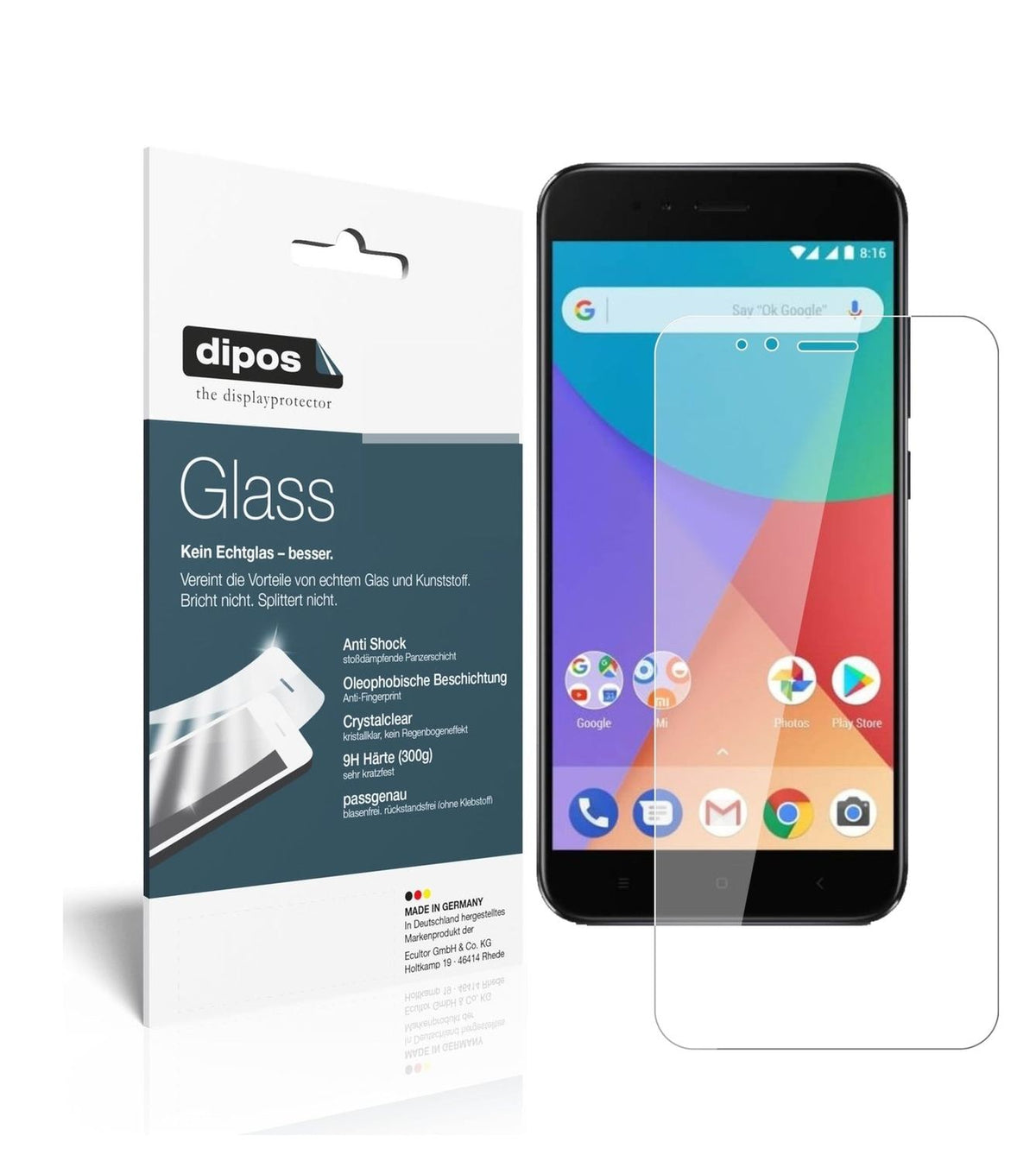 1x 9H Schutzfolie für Xiaomi Mi A1 Panzerfolie