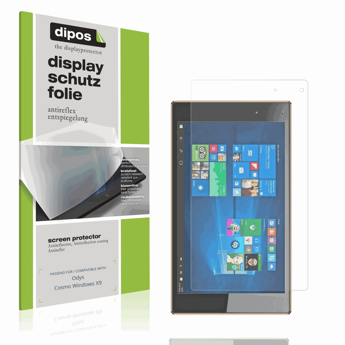 Matte Displayschutzfolie von dipos passend für Odys Cosmo Windows X9, präziser Zuschnitt und blasenfrei montiert