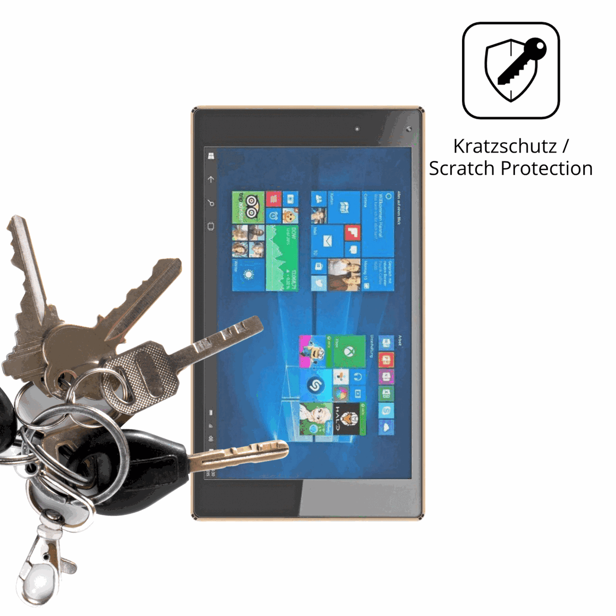 Schutz gegen Kratzer auf dem Odys Cosmo Windows X9 Glas durch Schlüssel oder Ähnliches