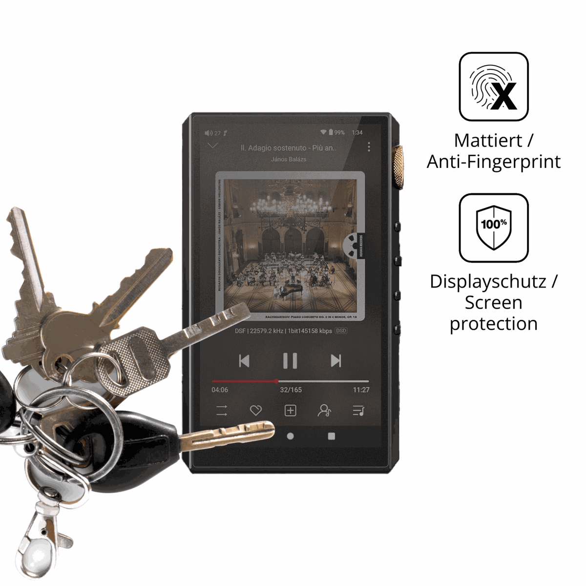 dipos Displayschutz für Oilsky G88, mattierte Oberfläche, Blickschutzfilter und perfekter Passform