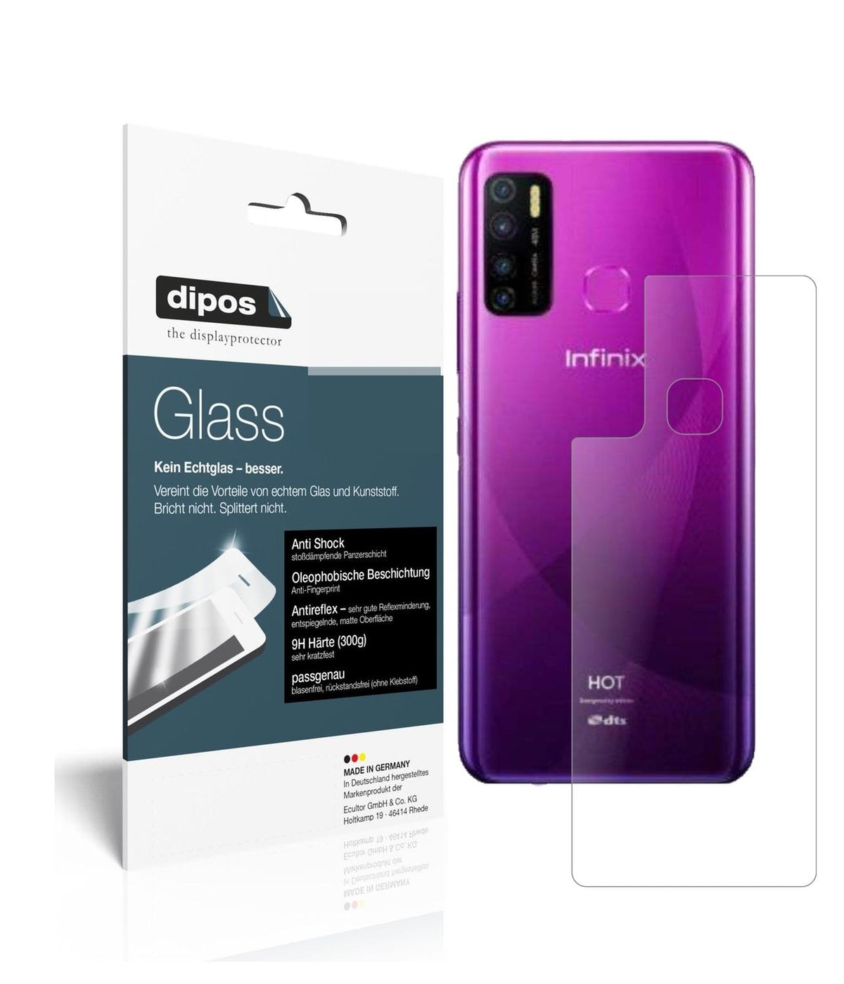 1x 9H Schutzfolie matt für Infinix Hot 9 Rückseite Panzerfolie