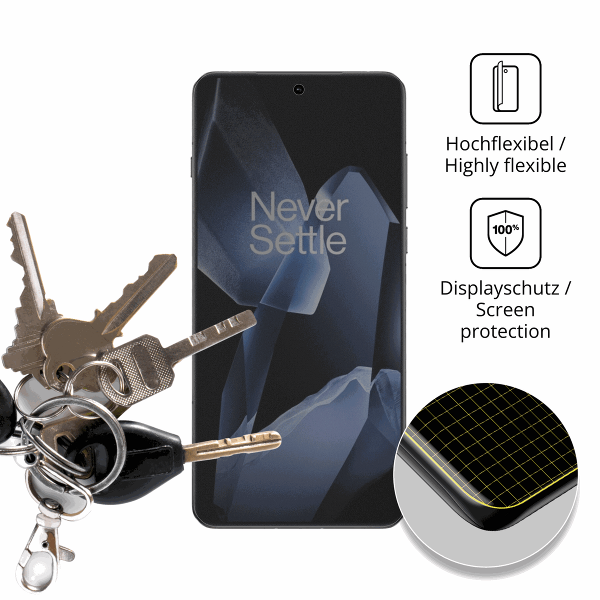 dipos Displayschutz für OnePlus 13 Case Friendly, mit Blickschutzfilter und perfekter Passform auch für die Rundungen