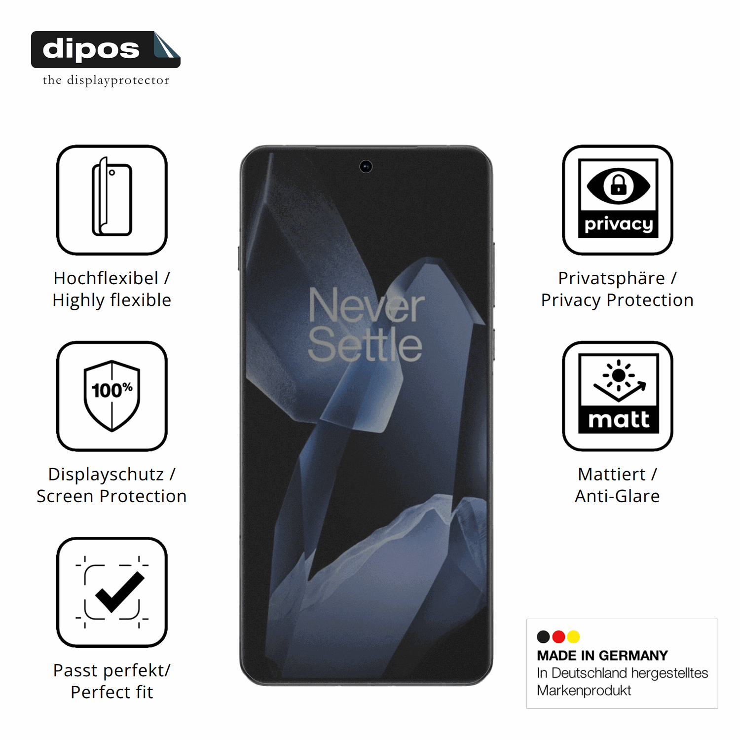 Flexible TPU-Folie passend zugeschnitten für OnePlus 13 Case Friendly, mit Privatsphäre-Schutz durch Sichtschutz-Folie