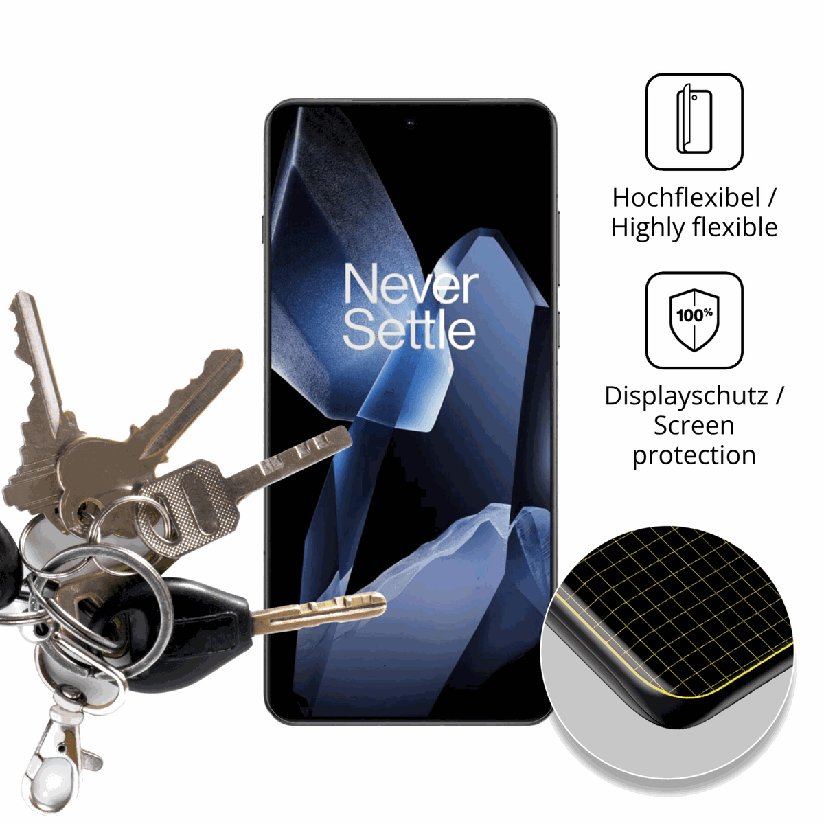 dipos Displayschutz für OnePlus 13 Case Friendly, transparente Oberfläche, geringe Dicke und perfekte Passform