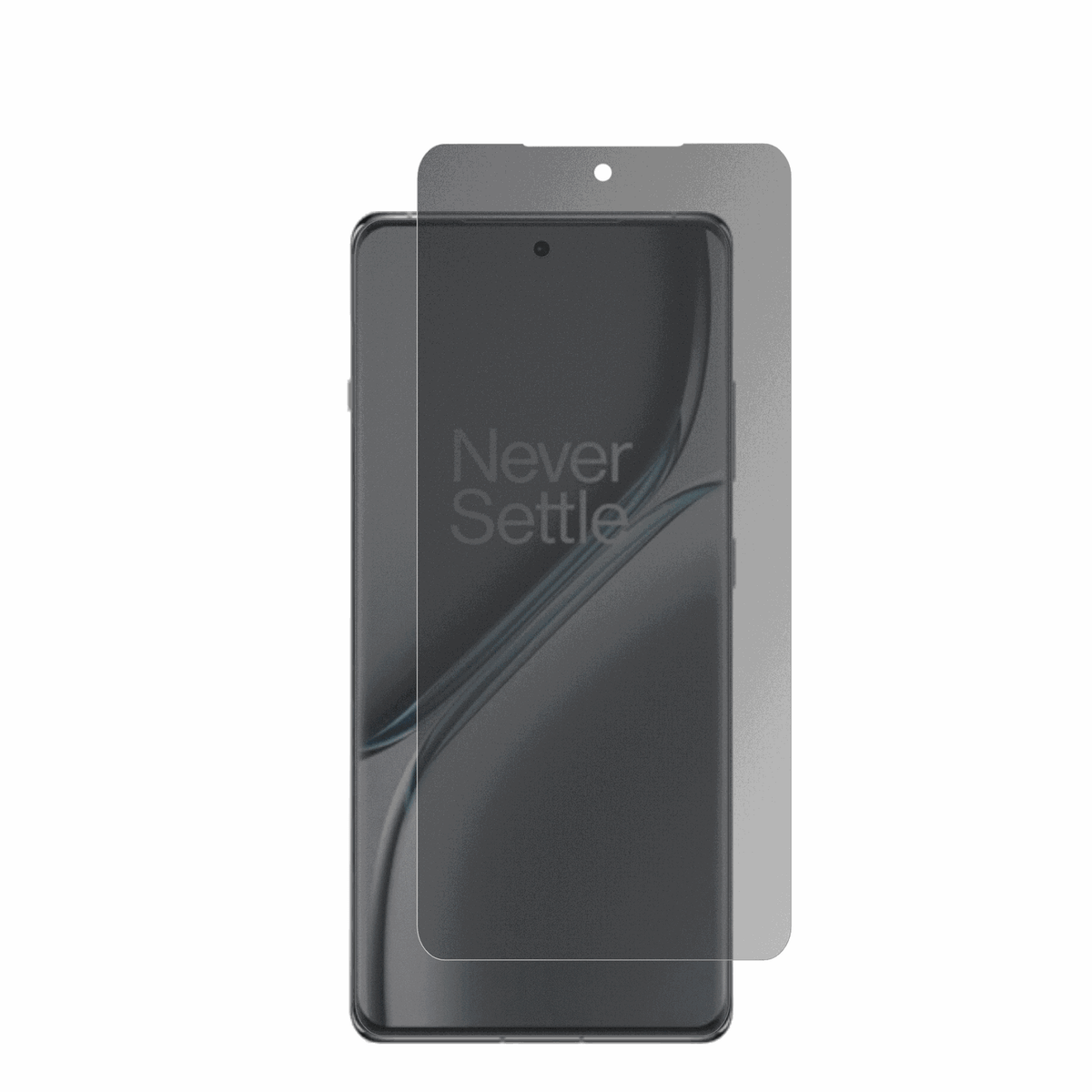 oneplus15r mit aufgebrachter dipos Flex Schutzfolie, die seitliche Einblicke blockiert