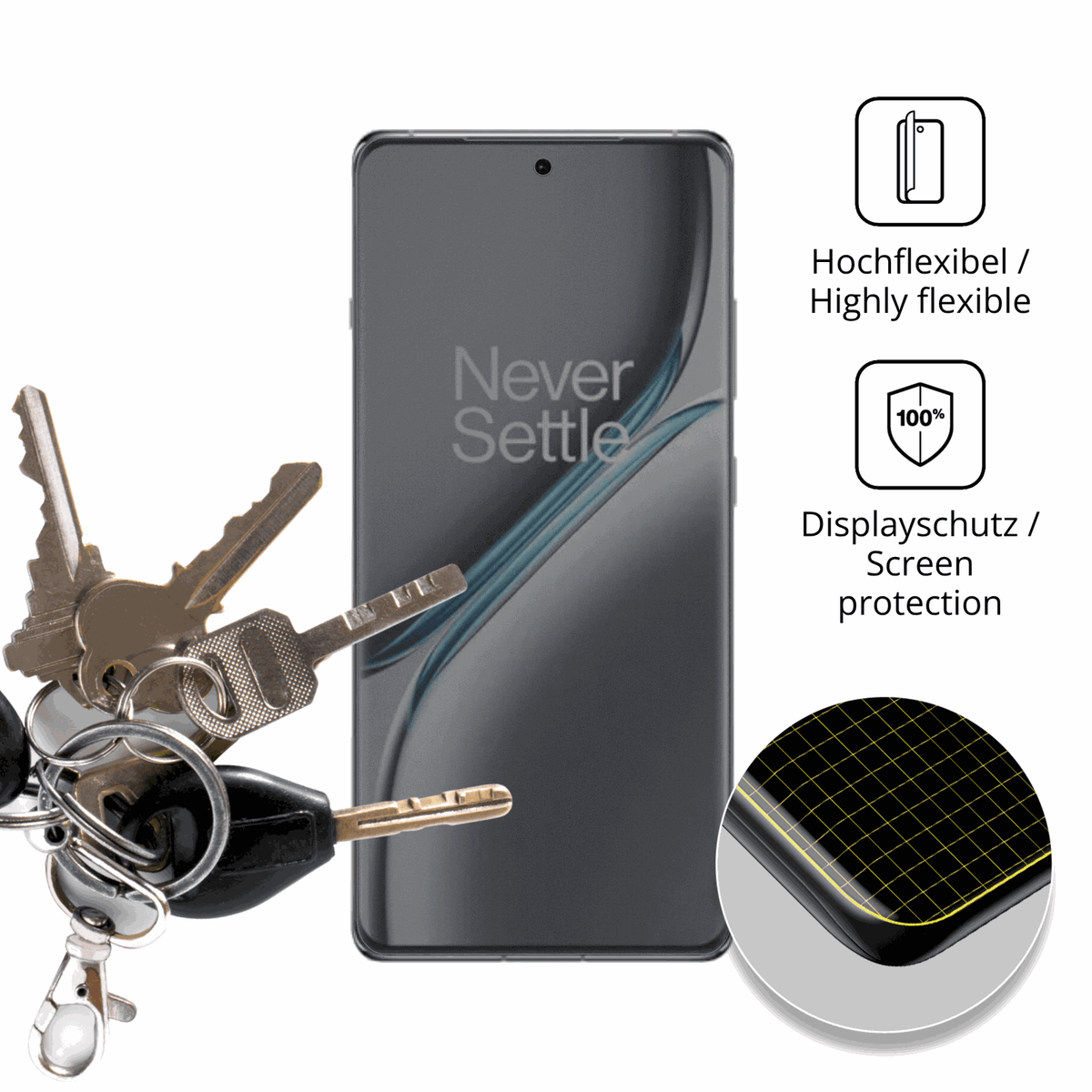 dipos Displayschutz für oneplus15r, mit Blickschutzfilter und perfekter Passform auch für die Rundungen