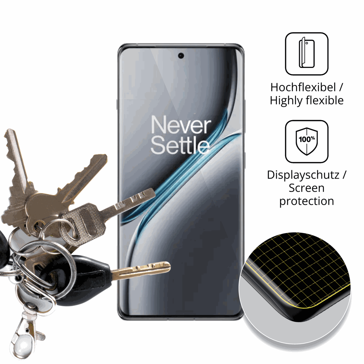 dipos Displayschutz für oneplus15r, transparente Oberfläche, geringe Dicke und perfekte Passform
