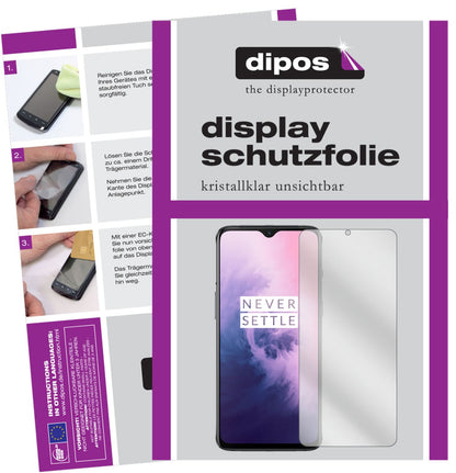 Klare Displayschutzfolie von dipos passend für OnePlus 7, präziser Zuschnitt und blasenfrei montiert