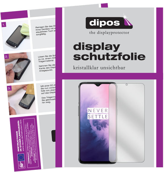 Klare Displayschutzfolie von dipos passend für OnePlus 7, präziser Zuschnitt und blasenfrei montiert