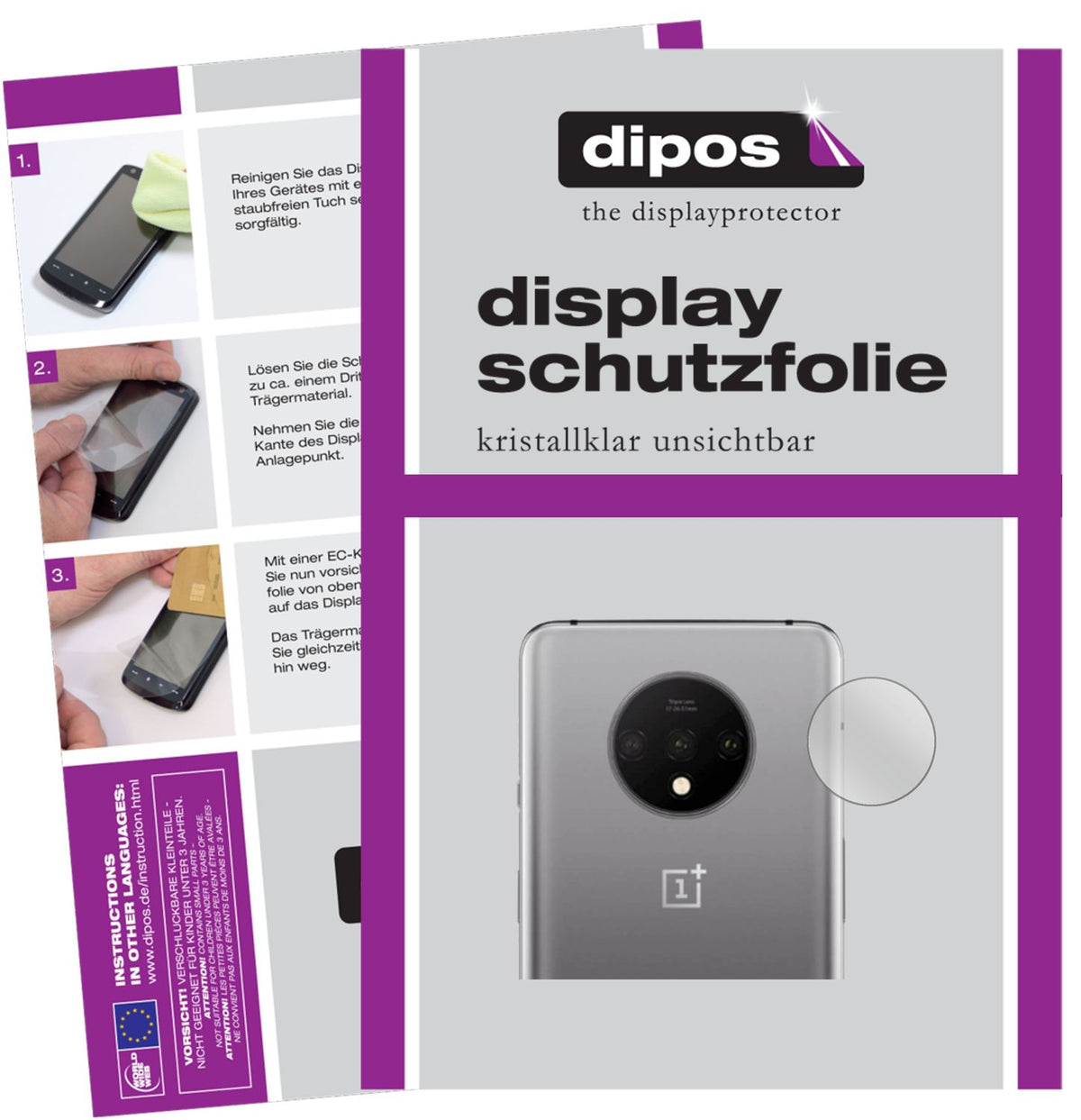 2x Schutzfolie klar für OnePlus 7T Kameralinse Display-Schutzfolie