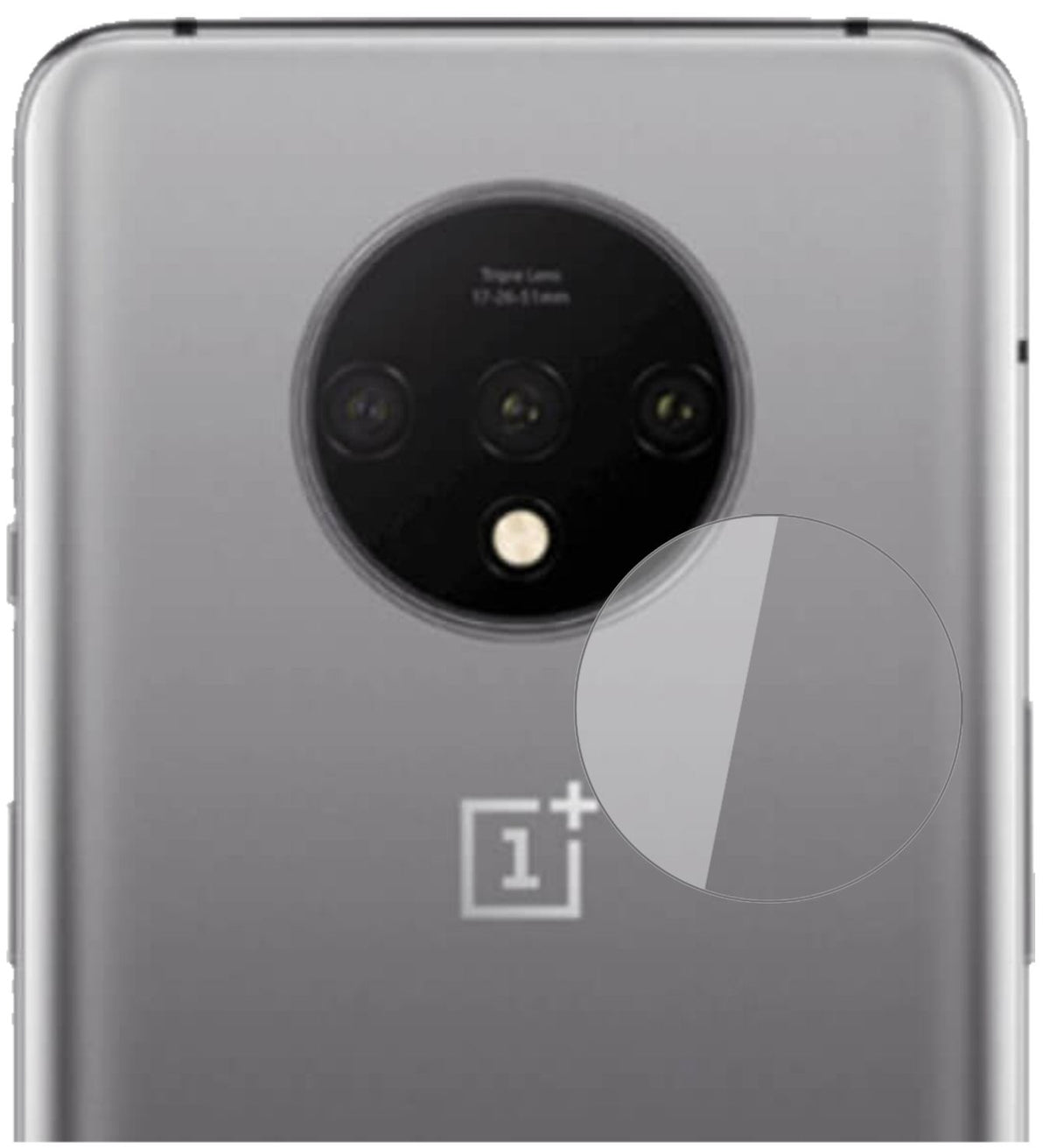 OnePlus7T Kameralinse mit aufgebrachter dipos Flex Schutzfolie, glasklare Darstellung ohne Einschränkungen