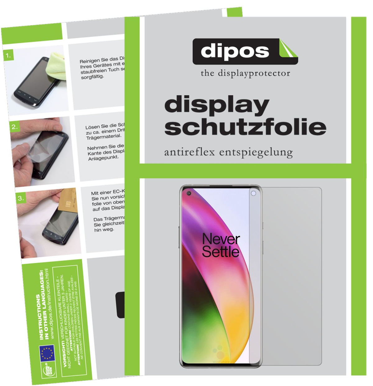Matte Displayschutzfolie von dipos passend für OnePlus 8, präziser Zuschnitt und blasenfrei montiert