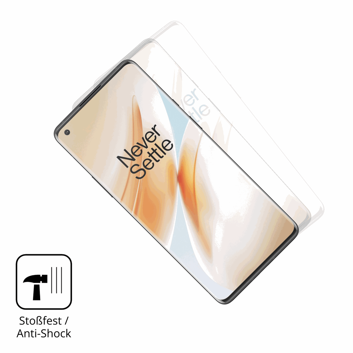 Schutz gegen Kratzer auf dem oneplus8 pro case friendly Glas durch Schlüssel, Stöße gegen die Tischkante oder Stürze