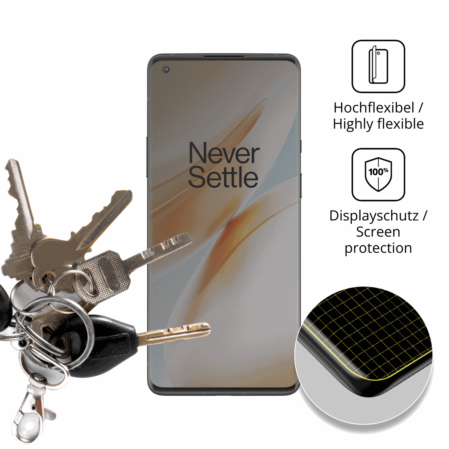 dipos Displayschutz für oneplus8 pro case friendly, mit Blickschutzfilter und perfekter Passform auch für die Rundungen