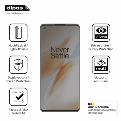 Flexible TPU-Folie passend zugeschnitten für oneplus8 pro case friendly, mit Privatsphäre-Schutz durch Sichtschutz-Folie