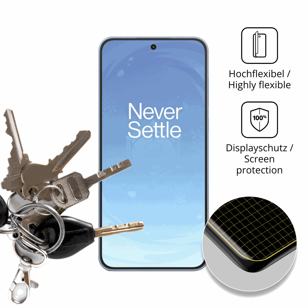 dipos Displayschutz für OnePlus Ace 6T, transparente Oberfläche, perfekte Passform auch für die Rundungen
