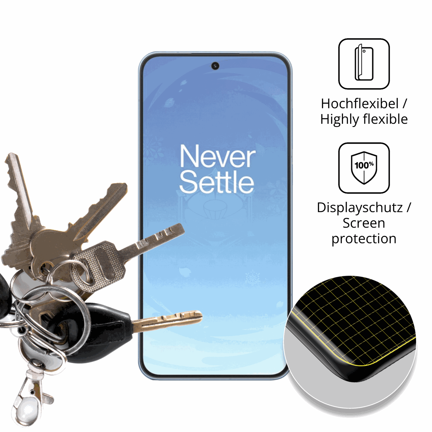 dipos Displayschutz für OnePlus Ace 6T, transparente Oberfläche, perfekte Passform auch für die Rundungen