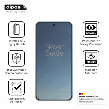 Flexible TPU-Folie passend zugeschnitten für OnePlus Ace 6T, mit Privatsphäre-Schutz durch Sichtschutz-Folie