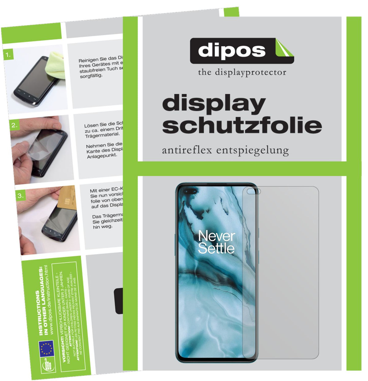Matte Displayschutzfolie von dipos passend für OnePlus Nord, präziser Zuschnitt und blasenfrei montiert