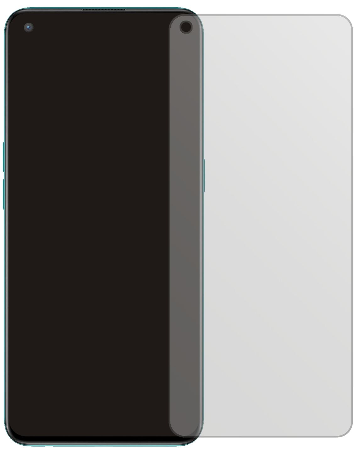 OnePlusNord 2 CE mit aufgebrachter dipos Displayschutzfolie, die lästige Fingerabdrücke minimiert
