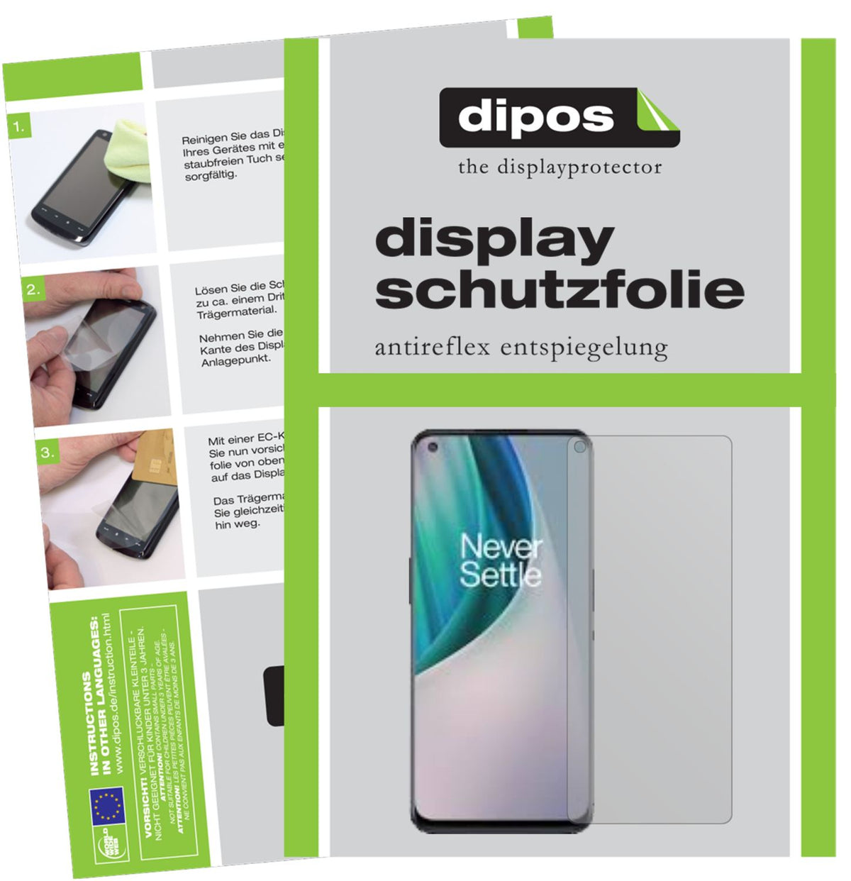 Matte Displayschutzfolie von dipos passend für OnePlus Nord N10 5G, präziser Zuschnitt und blasenfrei montiert