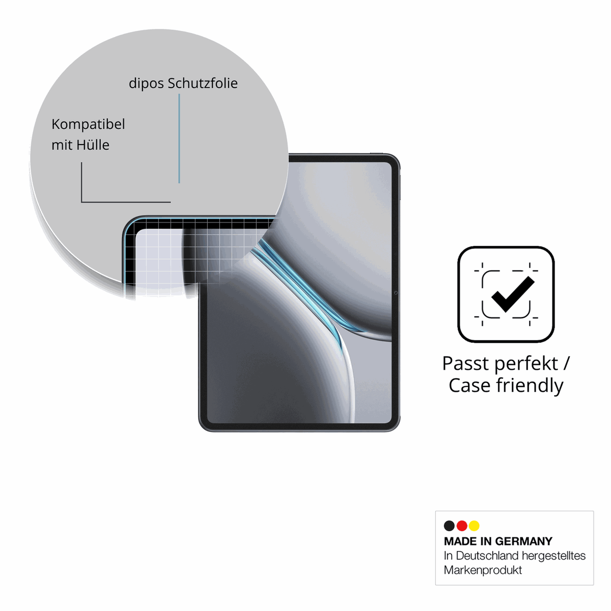 Schutzfolie mit optimaler Passform, zur Verwendung mit Hüllen geeignet