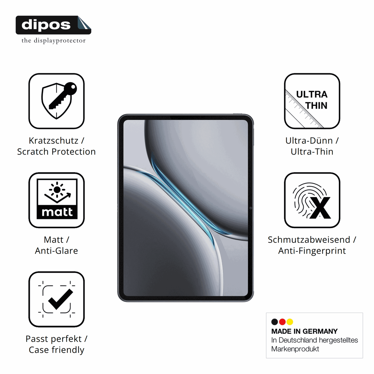 Displayschutz hergestellt in Deutschland, höchste Qualität made in Germany