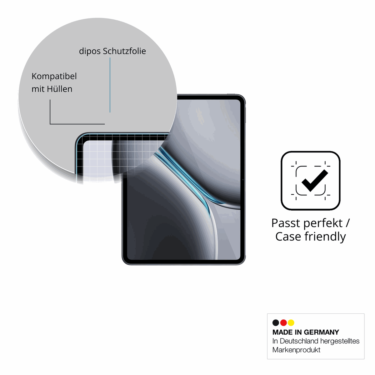 Schutzfolie mit optimaler Passform, zur Verwendung mit Hüllen geeignet