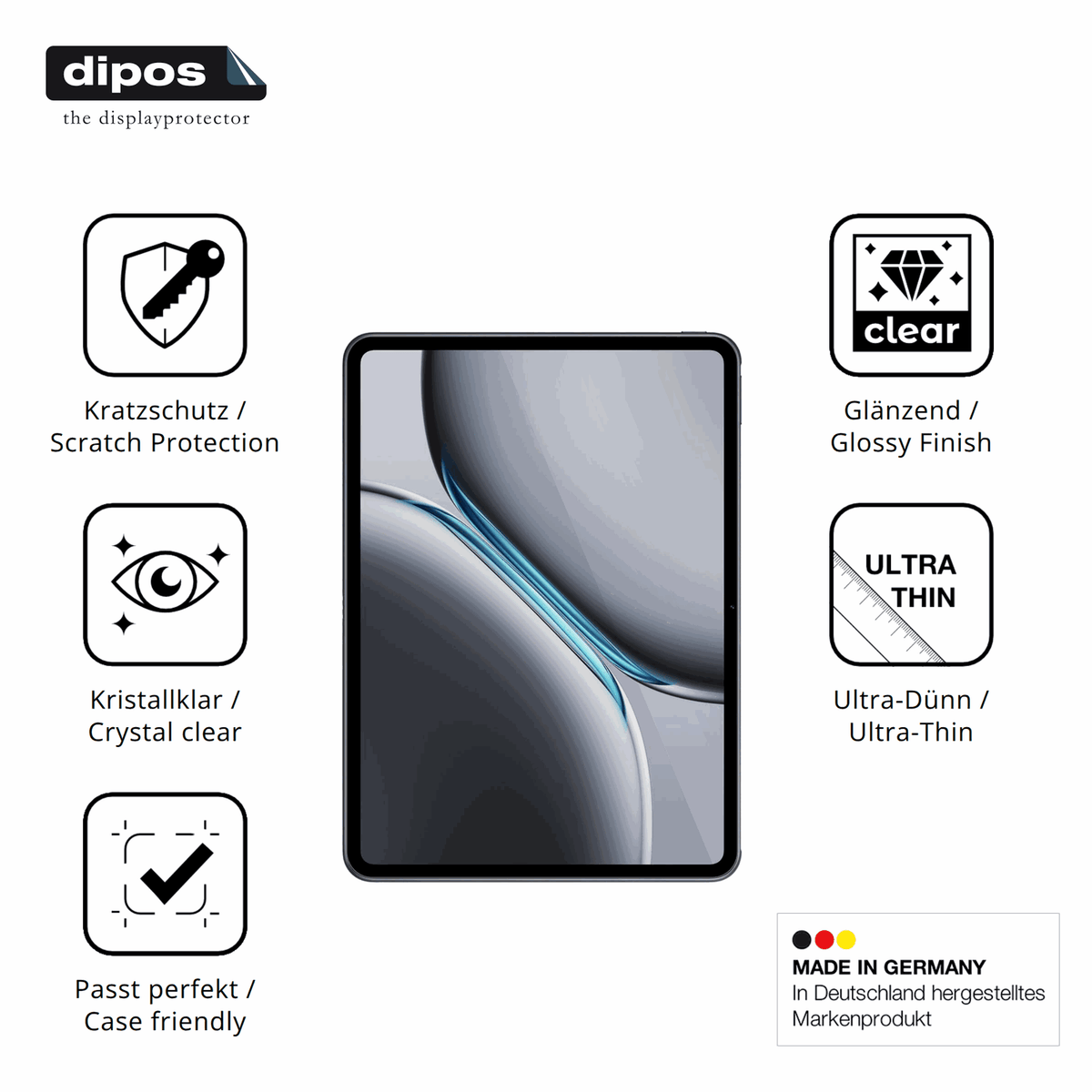 Displayschutz hergestellt in Deutschland, höchste Qualität made in Germany