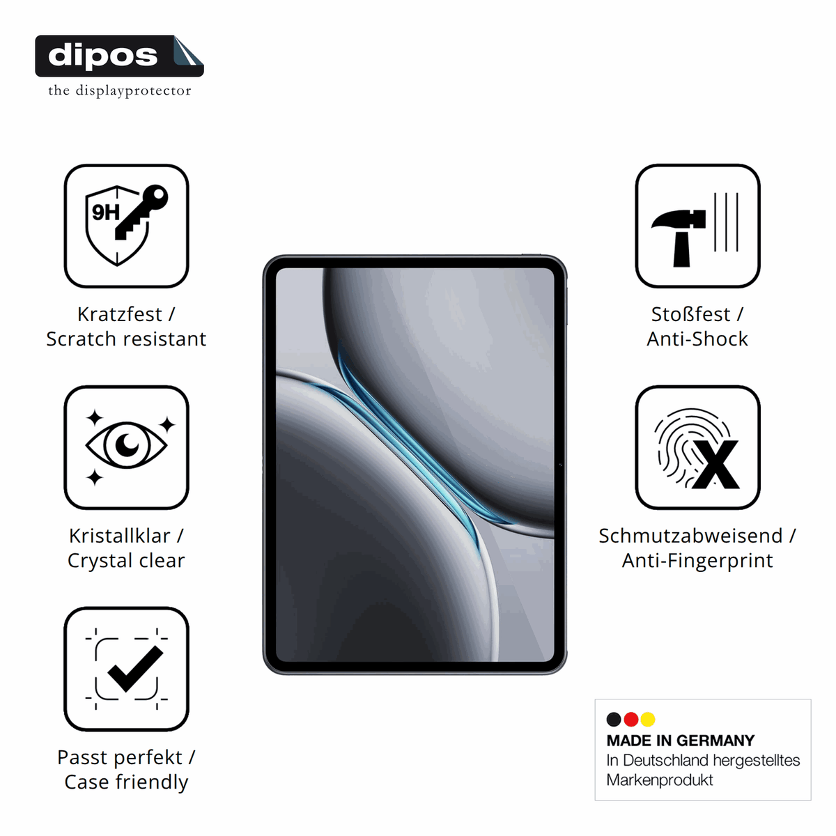 Displayschutz hergestellt in Deutschland, höchste Qualität made in Germany