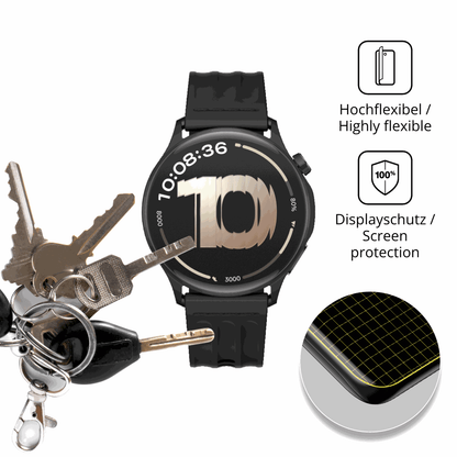 dipos Displayschutz für OnePlus Watch Lite, transparente Oberfläche, perfekte Passform auch für die Rundungen