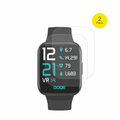 OOQEWatch 2 mit aufgebrachter dipos Flex Schutzfolie, glasklare Darstellung ohne Einschränkungen