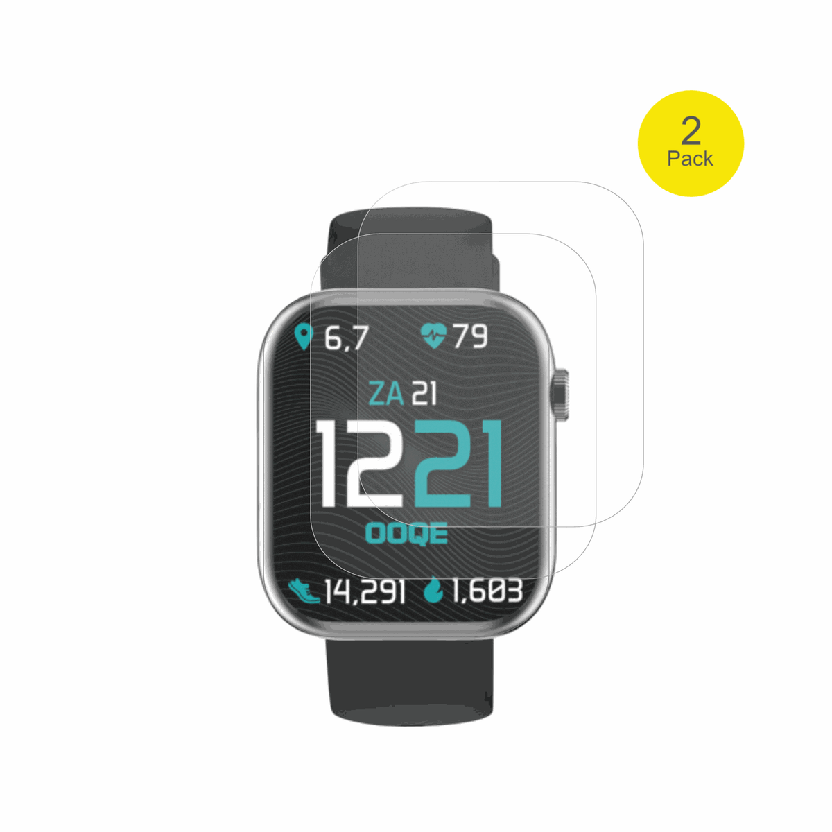 OoqeWatch Pro 7 mit aufgebrachter dipos Flex Schutzfolie, glasklare Darstellung ohne Einschränkungen