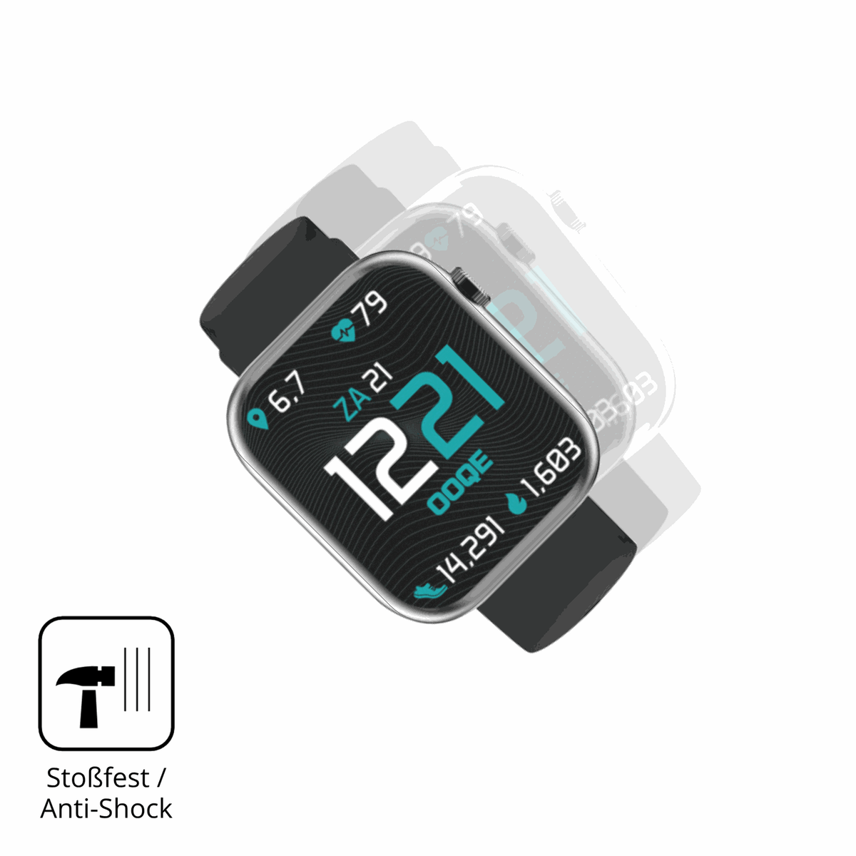 Schutz gegen Kratzer auf dem Ooqe Watch Pro 7 Glas durch Schlüssel, Stöße gegen die Tischkante oder Stürze