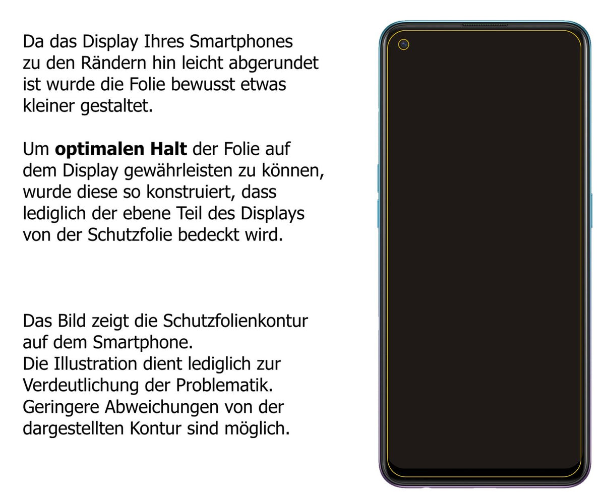 dipos Displayschutz für Oppo Reno5 F, transparente Oberfläche, perfekte Passform auch für die Rundungen