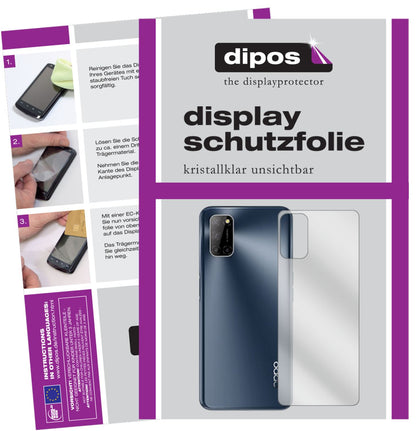 Klare Displayschutzfolie von dipos passend für Oppo A52 Rückseite, präziser Zuschnitt und blasenfrei montiert