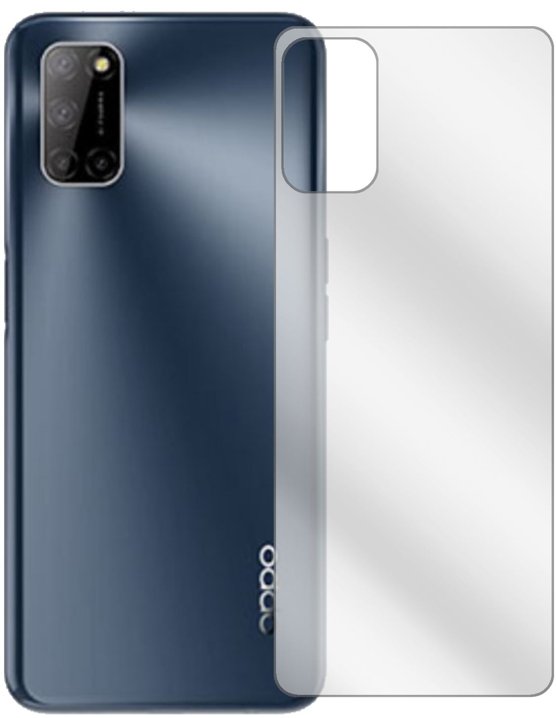 OppoA52 Rückseite mit aufgebrachter dipos Displayschutzfolie, glasklare Darstellung ohne Einschränkungen