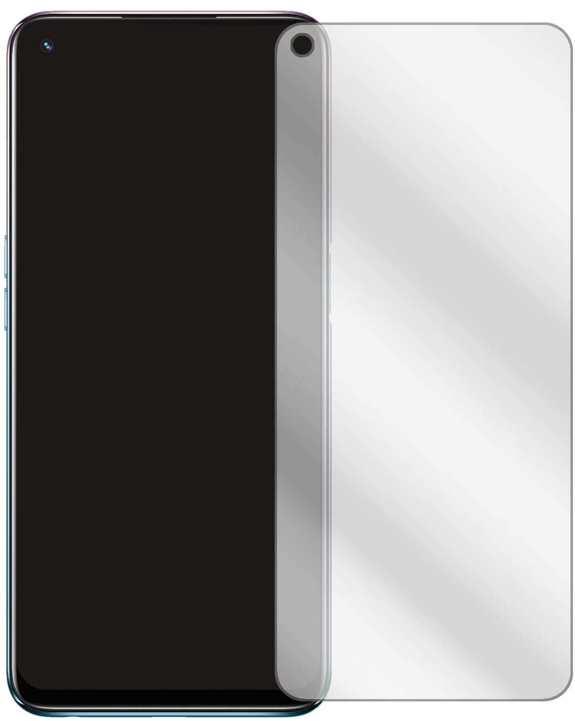 OppoA54 5G mit aufgebrachter dipos Displayschutzfolie, glasklare Darstellung ohne Einschränkungen