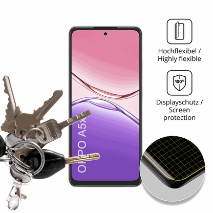 dipos Displayschutz für Oppo A5x, transparente Oberfläche, perfekte Passform auch für die Rundungen