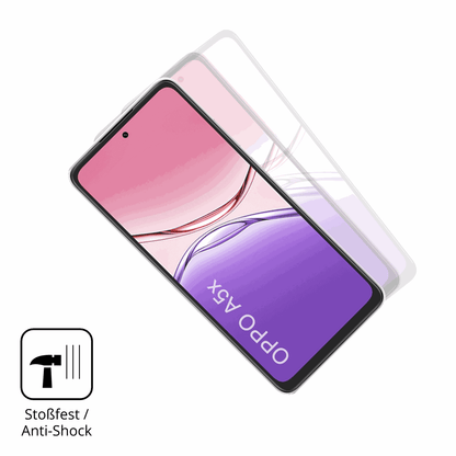 Schutz gegen Kratzer auf dem Oppo A5x Glas durch Schlüssel, Stöße gegen die Tischkante oder Stürze