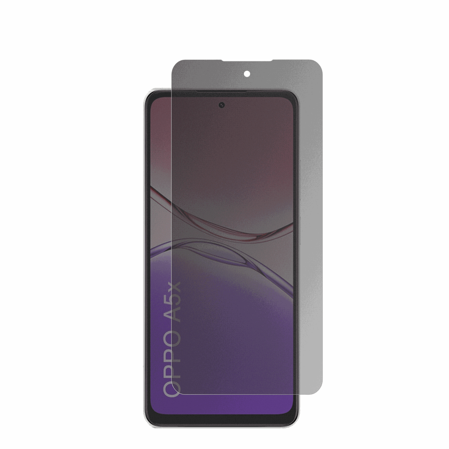 OppoA5x mit aufgebrachter dipos Flex Schutzfolie, die seitliche Einblicke blockiert