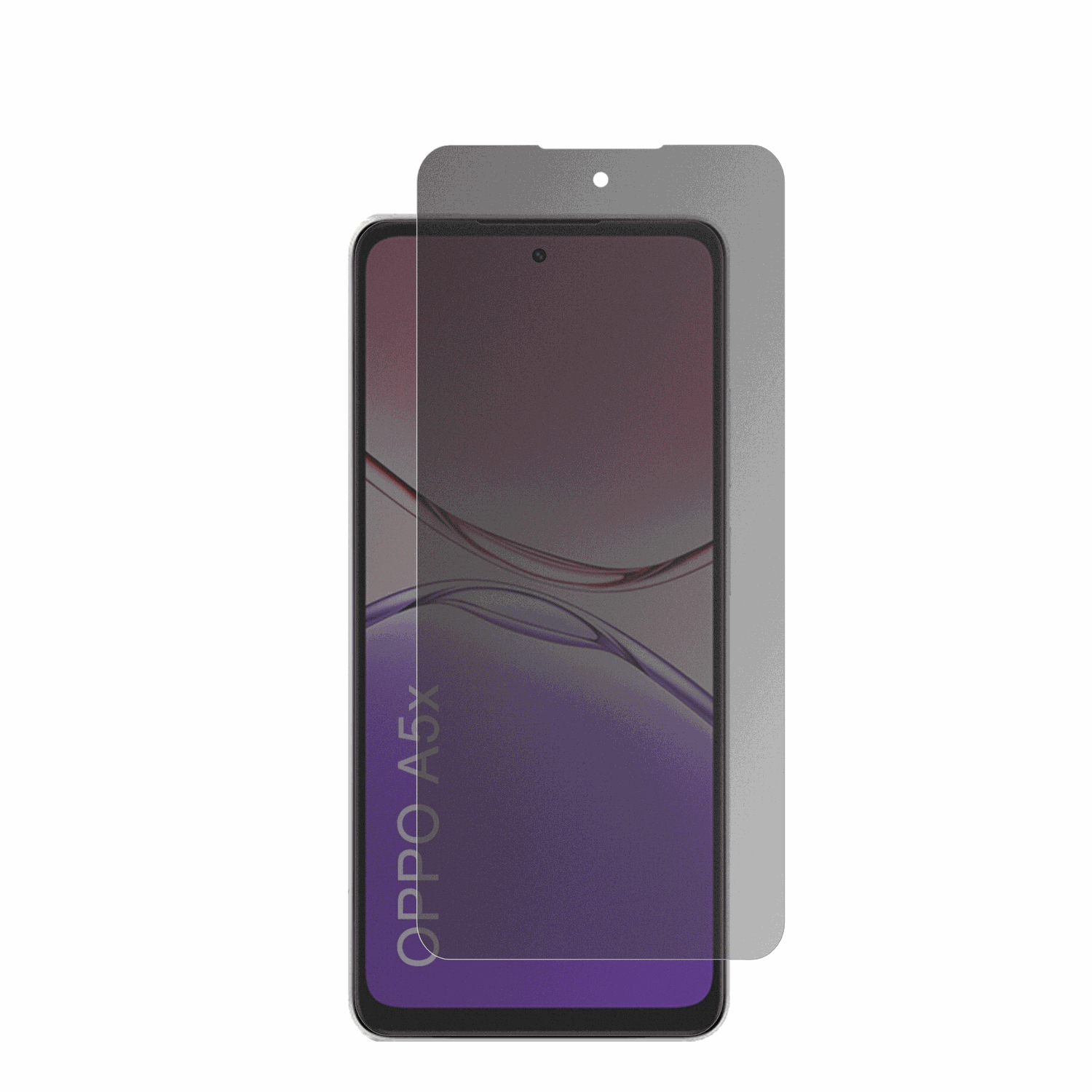 OppoA5x mit aufgebrachter dipos Flex Schutzfolie, die seitliche Einblicke blockiert