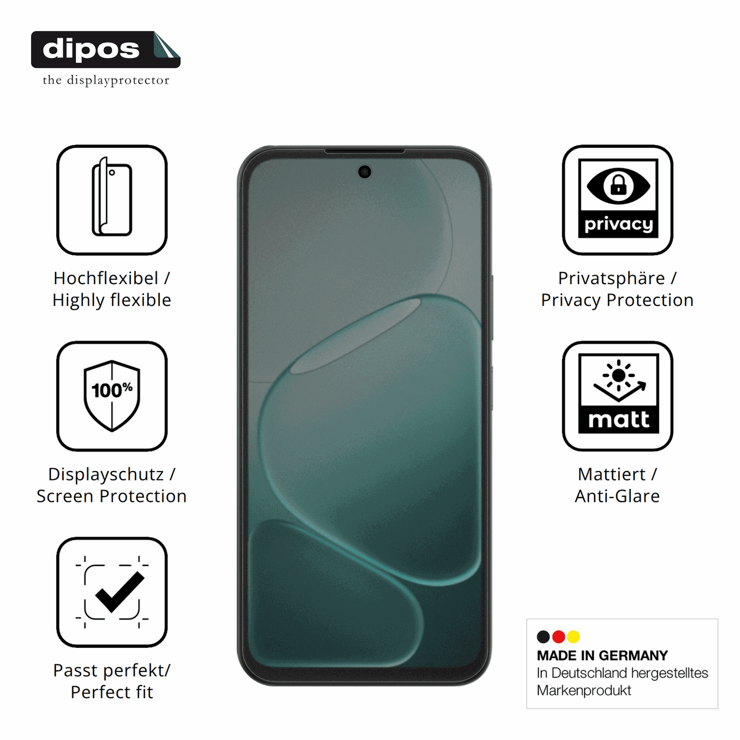Flexible TPU-Folie passend zugeschnitten für Oppo A6c, mit Privatsphäre-Schutz durch Sichtschutz-Folie