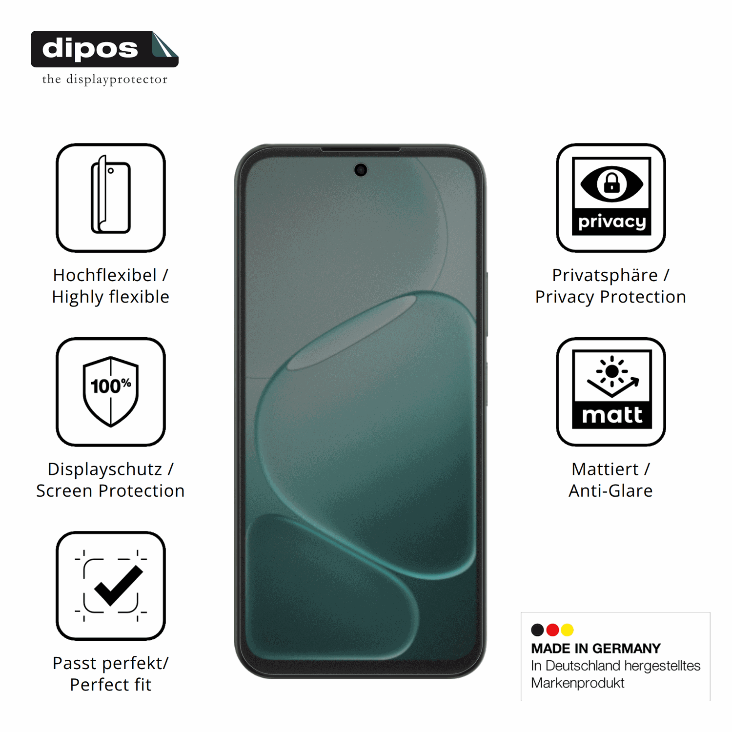 Flexible TPU-Folie passend zugeschnitten für Oppo A6c, mit Privatsphäre-Schutz durch Sichtschutz-Folie