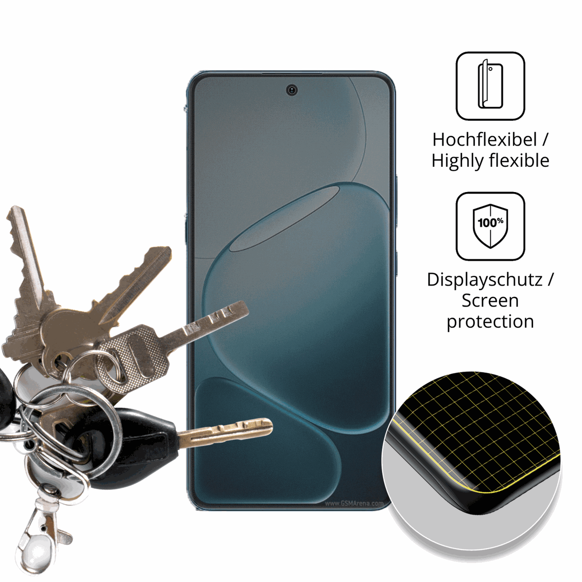 dipos Displayschutz für Oppo A6 GT, mit Blickschutzfilter und perfekter Passform auch für die Rundungen